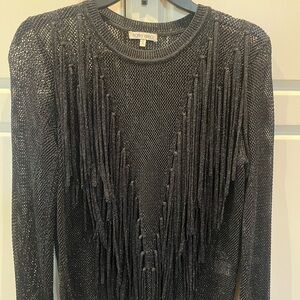 Ronny Kobo Sparkly Fringe Sweater XS